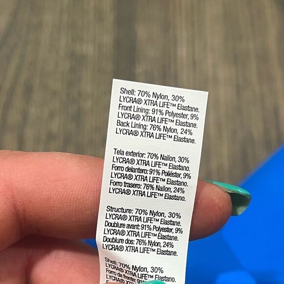 NWT Spanx Womens Flirty Skirted Swim Bikini Bottom Mid Rise Blue Geo Size 12 - Picture 6 of 8